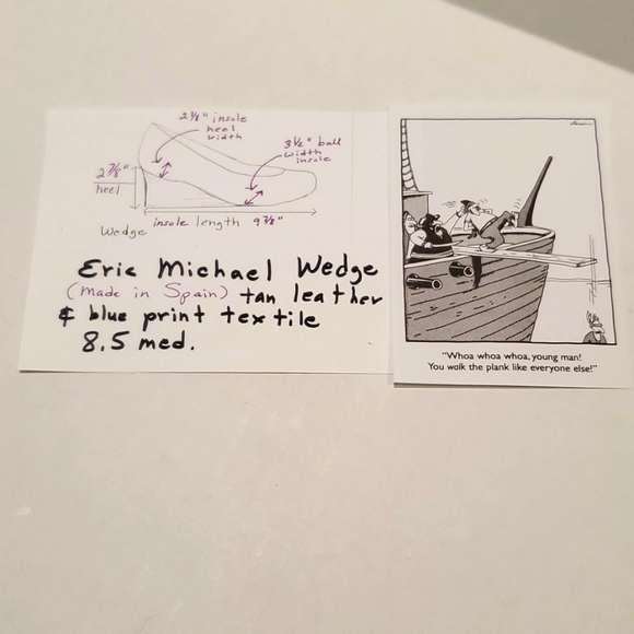 "Eric Michael", 8.5M, leather & Textile Wedge Sandals - Picture 7 of 7